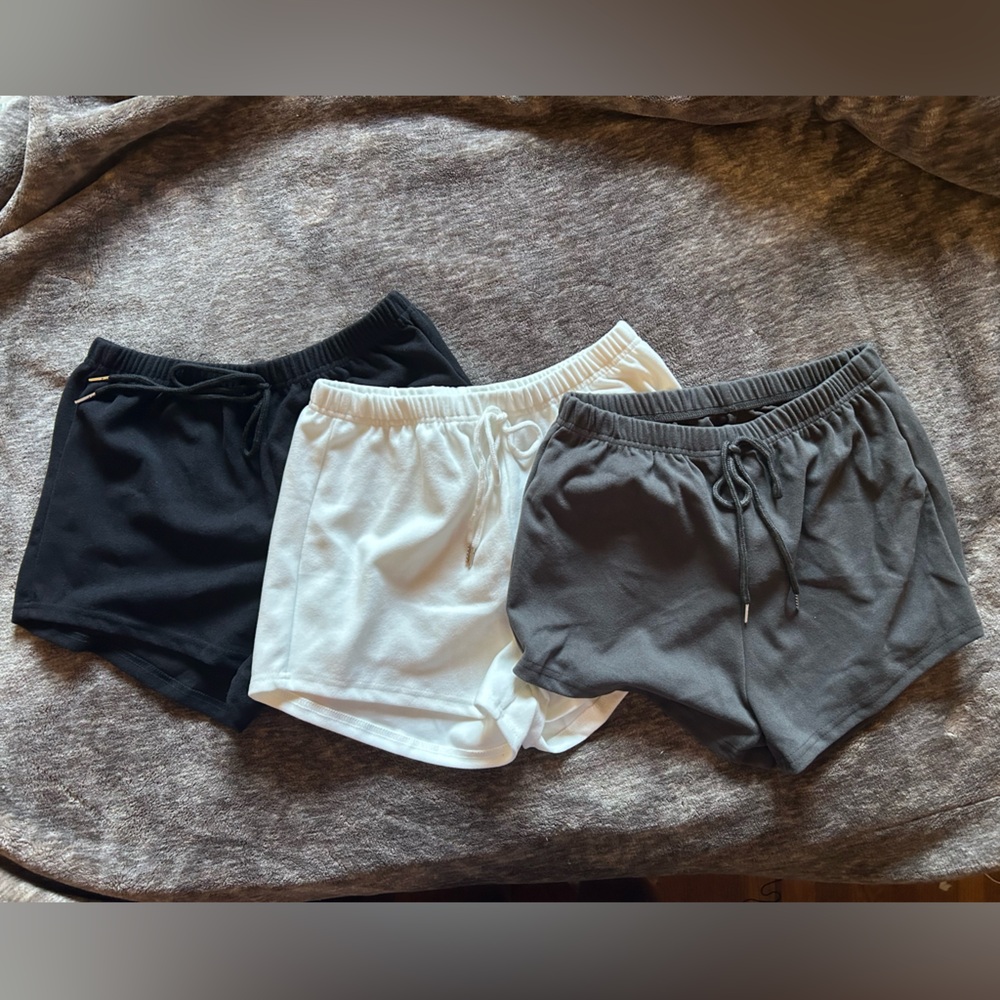 SHEIN Women's Athletic Shorts - Black, White, Gray Set of three